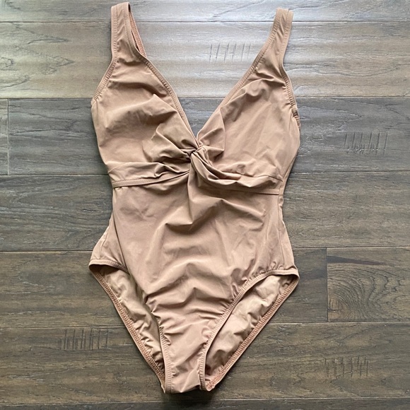 Karla Colletto Other - KARLA COLLETTO Basic Twist Tank One-Piece Swimsuit Womens Sz 10 Cocoa Tan